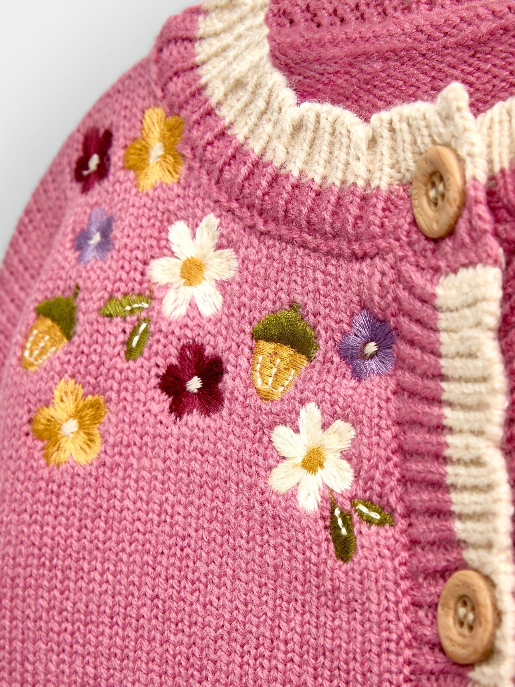 Dsiney Kidz - JoJo Maman Bébé Rust Orange Hedgehog Appliqué Knit Cardigan image 4