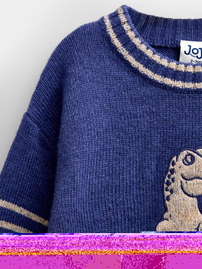 Dsiney Kidz - Jojo Maman Bébé Navy Blue Dino T-Rex Dinosaur Knitted Jumper image 4