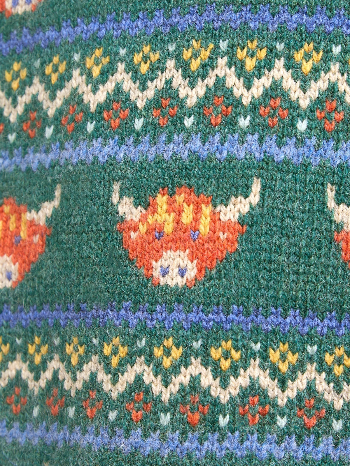 JoJo Maman Bébé Khaki Green Highland Cow Fairisle Knitted Jumper - image 4