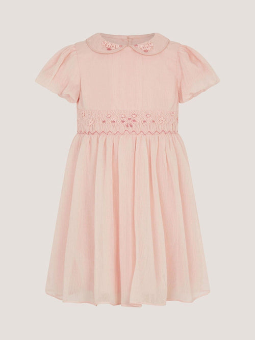 Monsoon Pink Baby Romee Puff Sleeve Embroidered Party Dress image 1