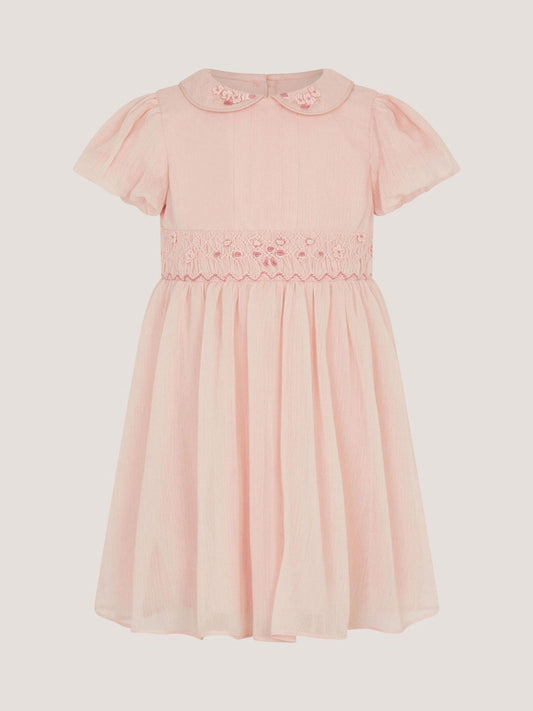 Monsoon Pink Baby Romee Puff Sleeve Embroidered Party Dress image 1