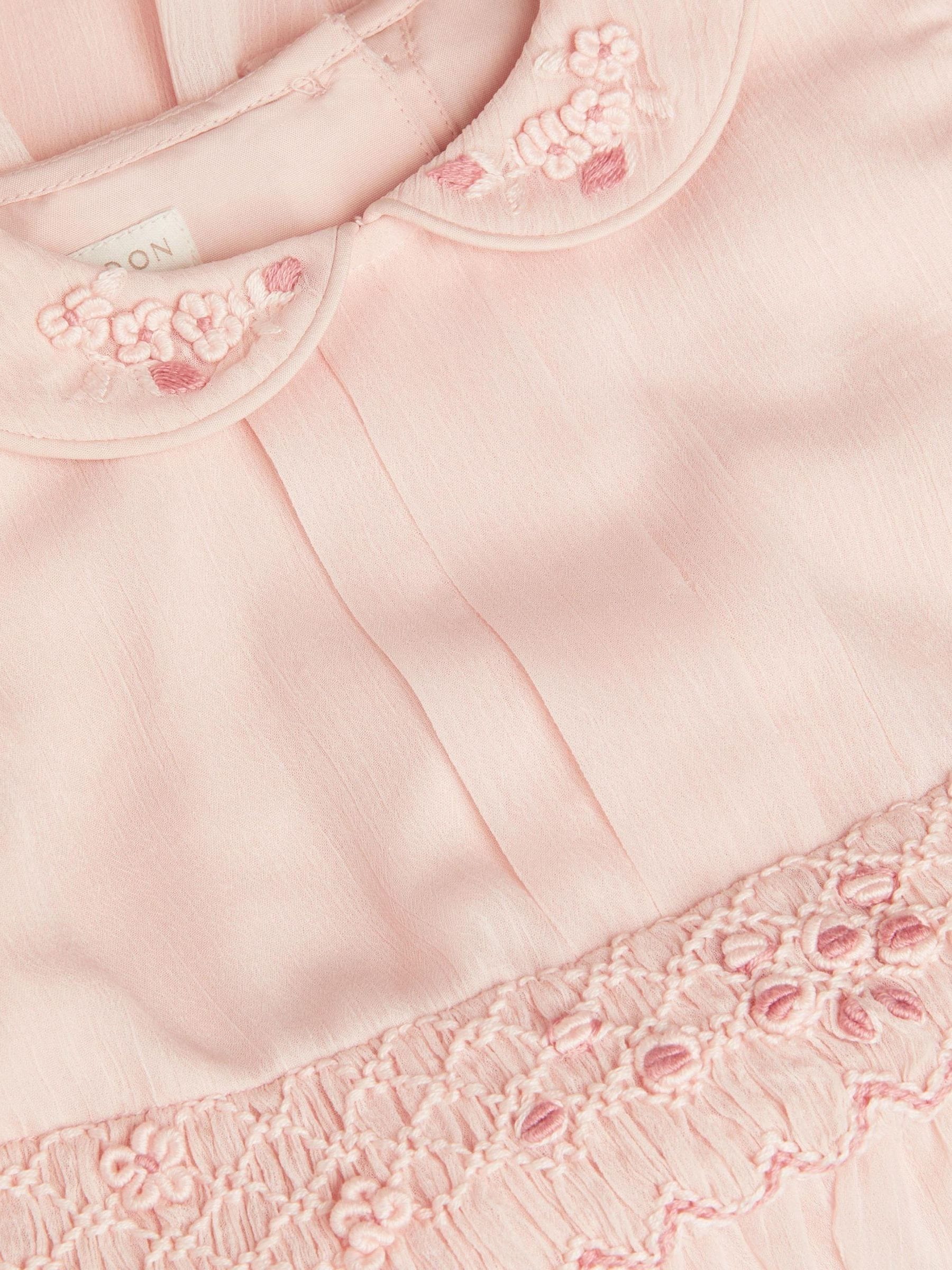 Monsoon Pink Baby Romee Puff Sleeve Embroidered Party Dress image 3