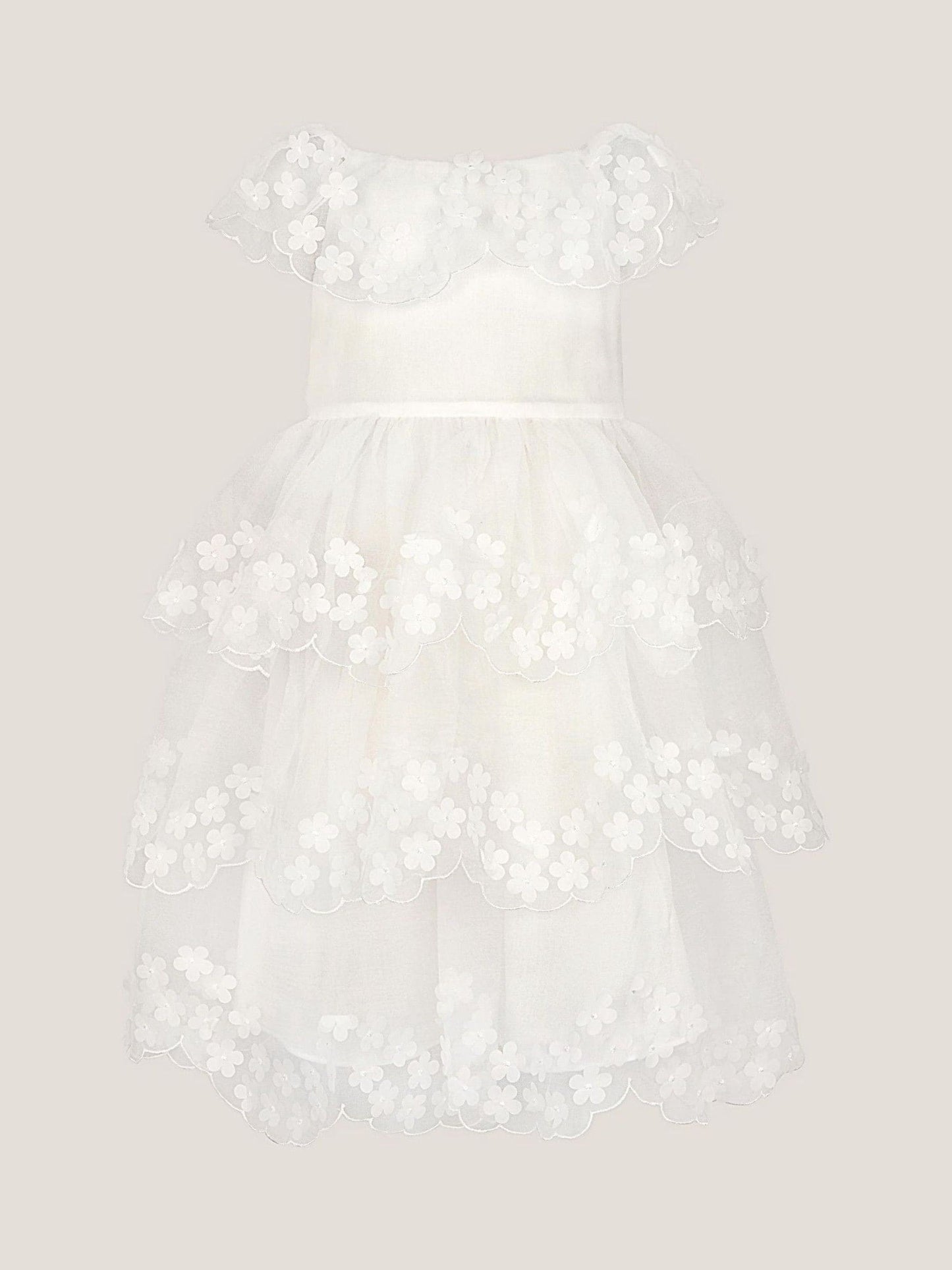 Monsoon Cream Rebecca Appliqué Floral Scallop Dress image 2