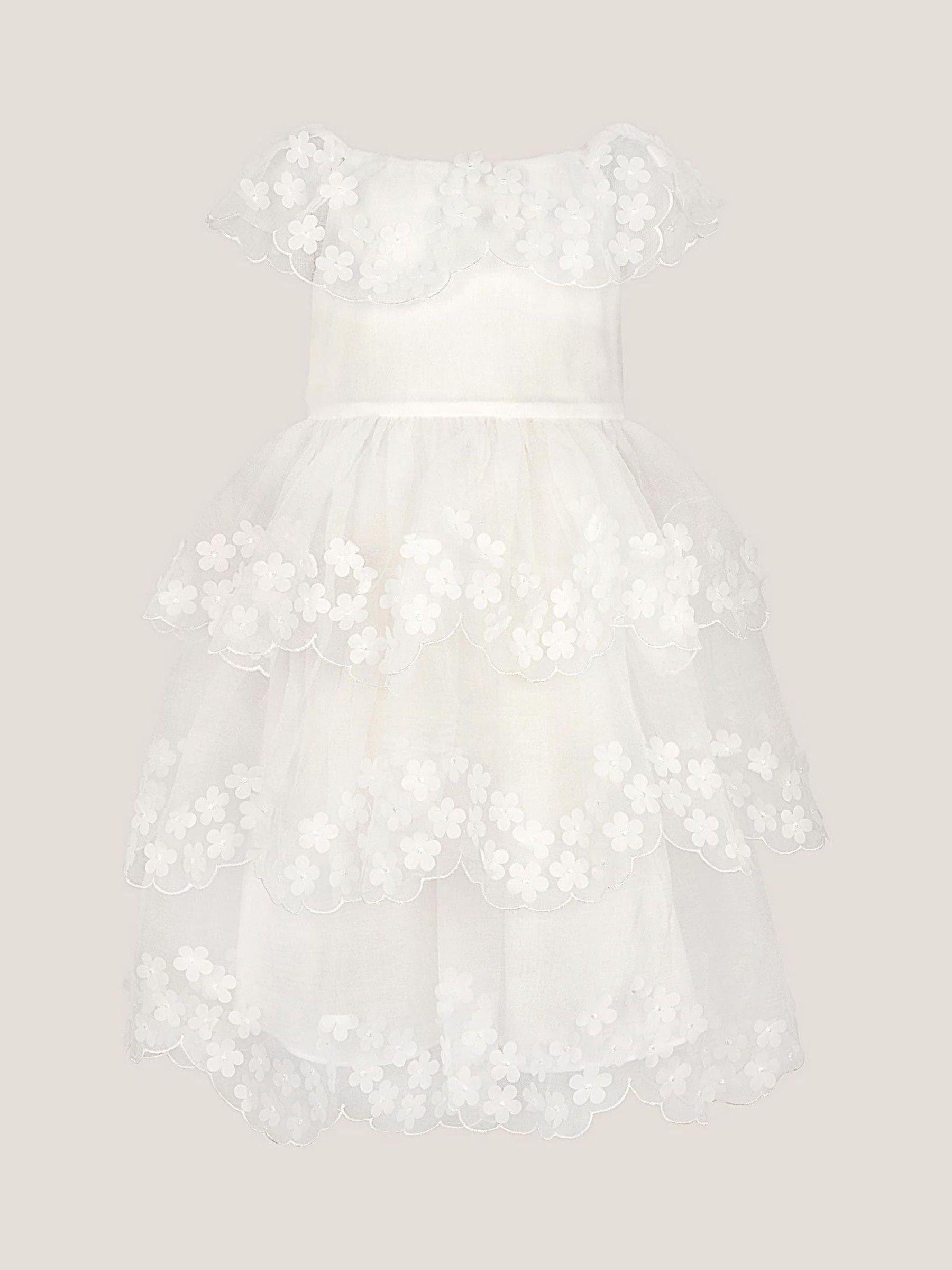 Monsoon Cream Rebecca Appliqué Floral Scallop Dress image 2