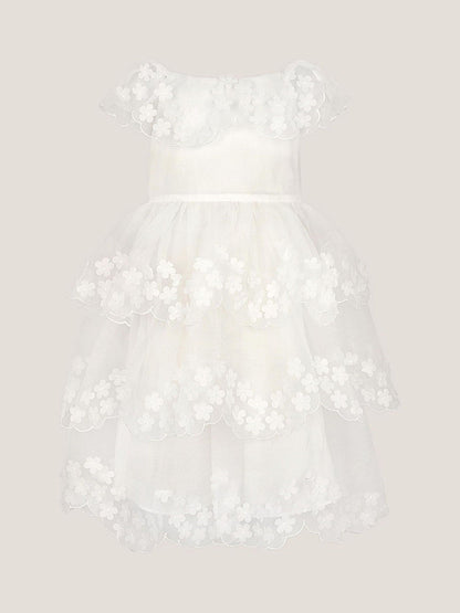Monsoon Cream Rebecca Appliqué Floral Scallop Dress image 2