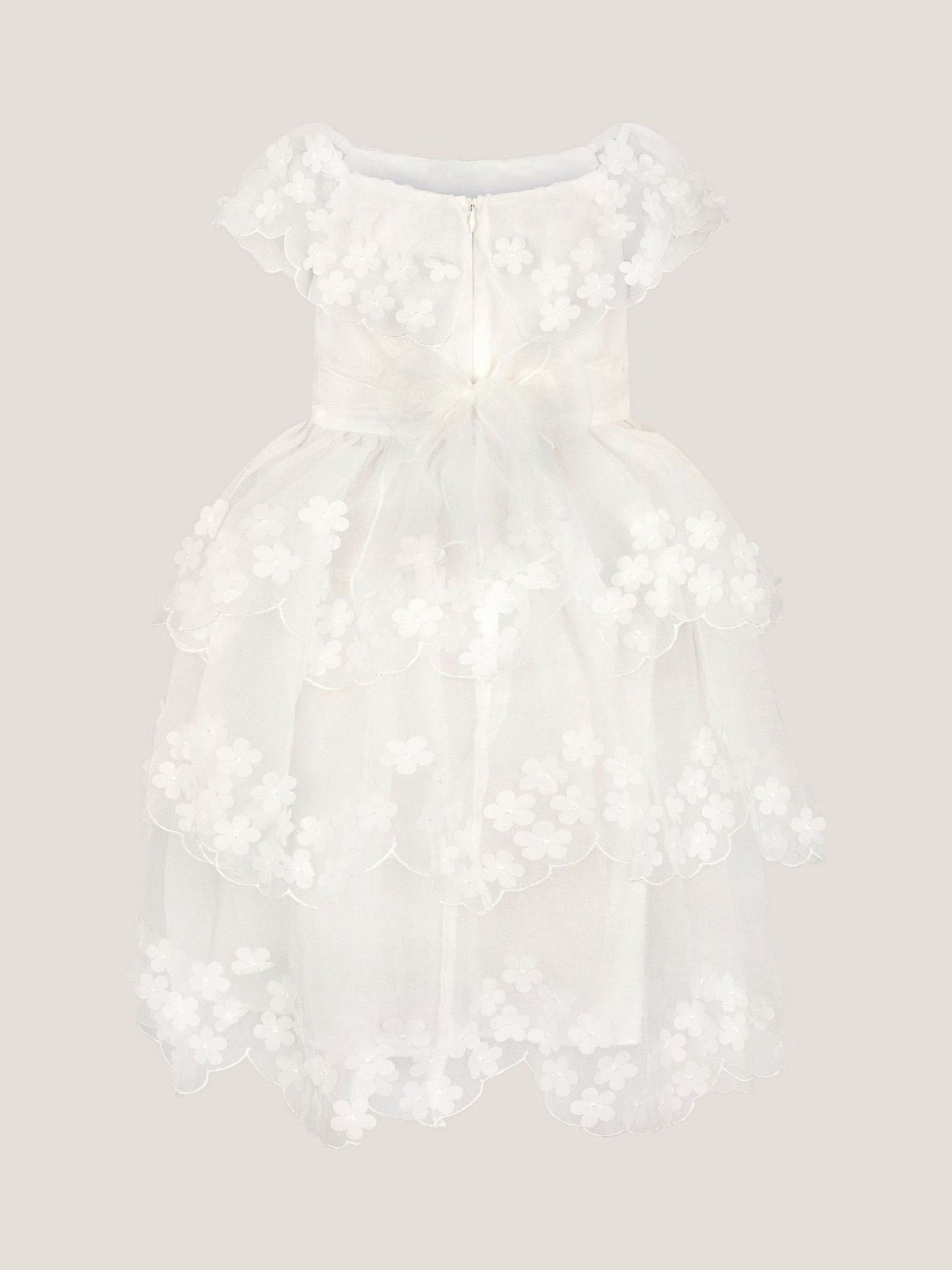 Monsoon Cream Rebecca Appliqué Floral Scallop Dress image 3