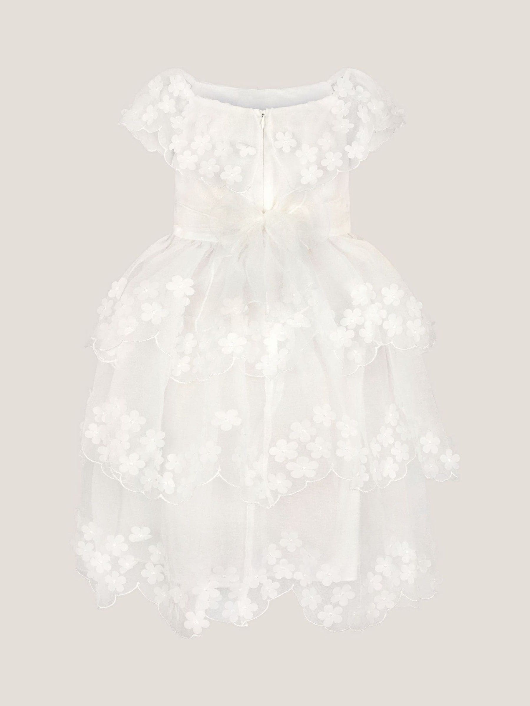 Monsoon Cream Rebecca Appliqué Floral Scallop Dress image 3