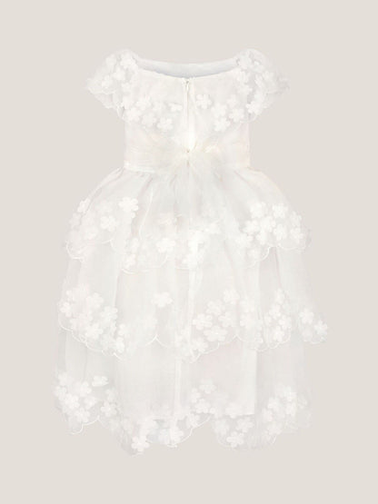 Monsoon Cream Rebecca Appliqué Floral Scallop Dress image 3