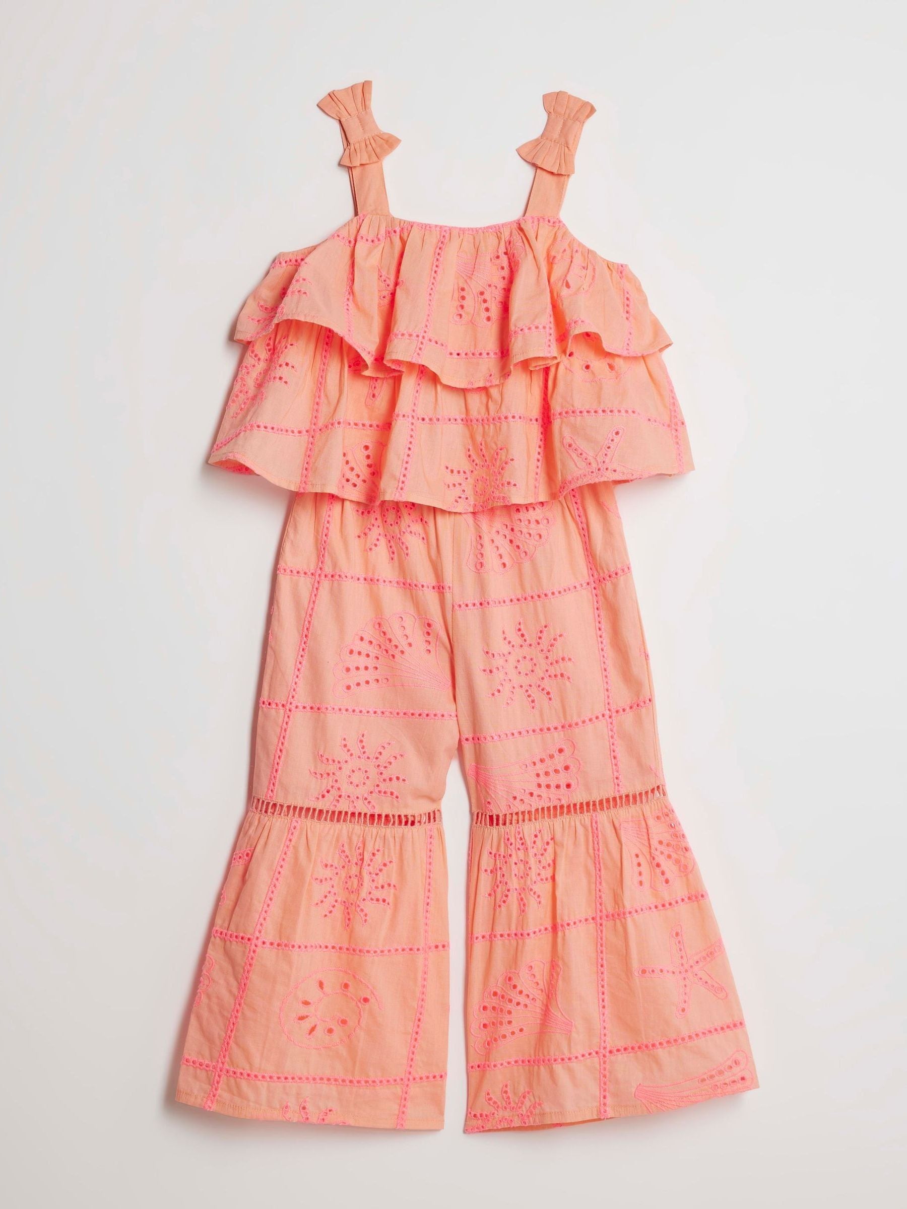 River Island Pink Broderie Frill Top & KickFlare Set image 3