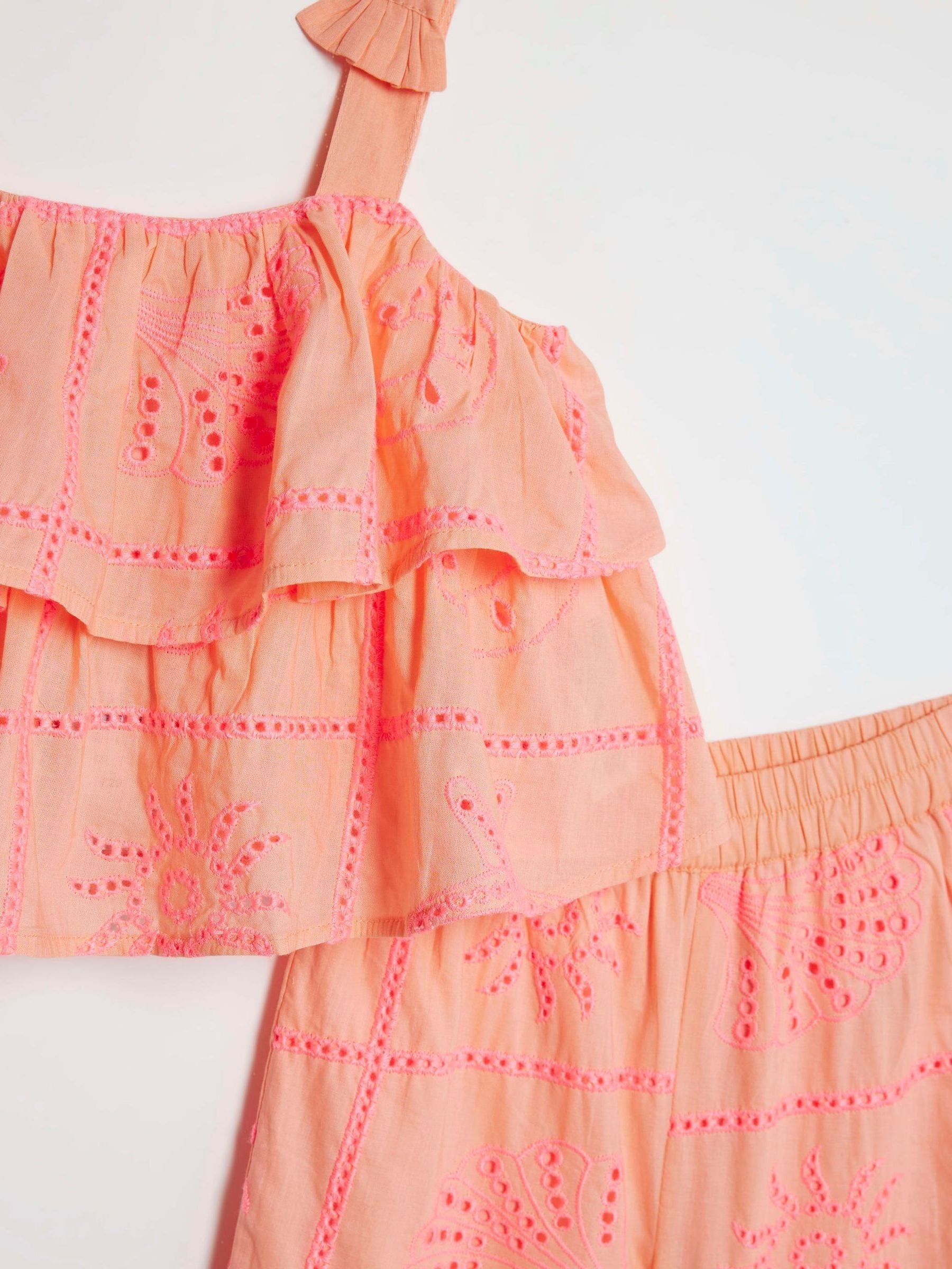 River Island Pink Broderie Frill Top & KickFlare Set image 4