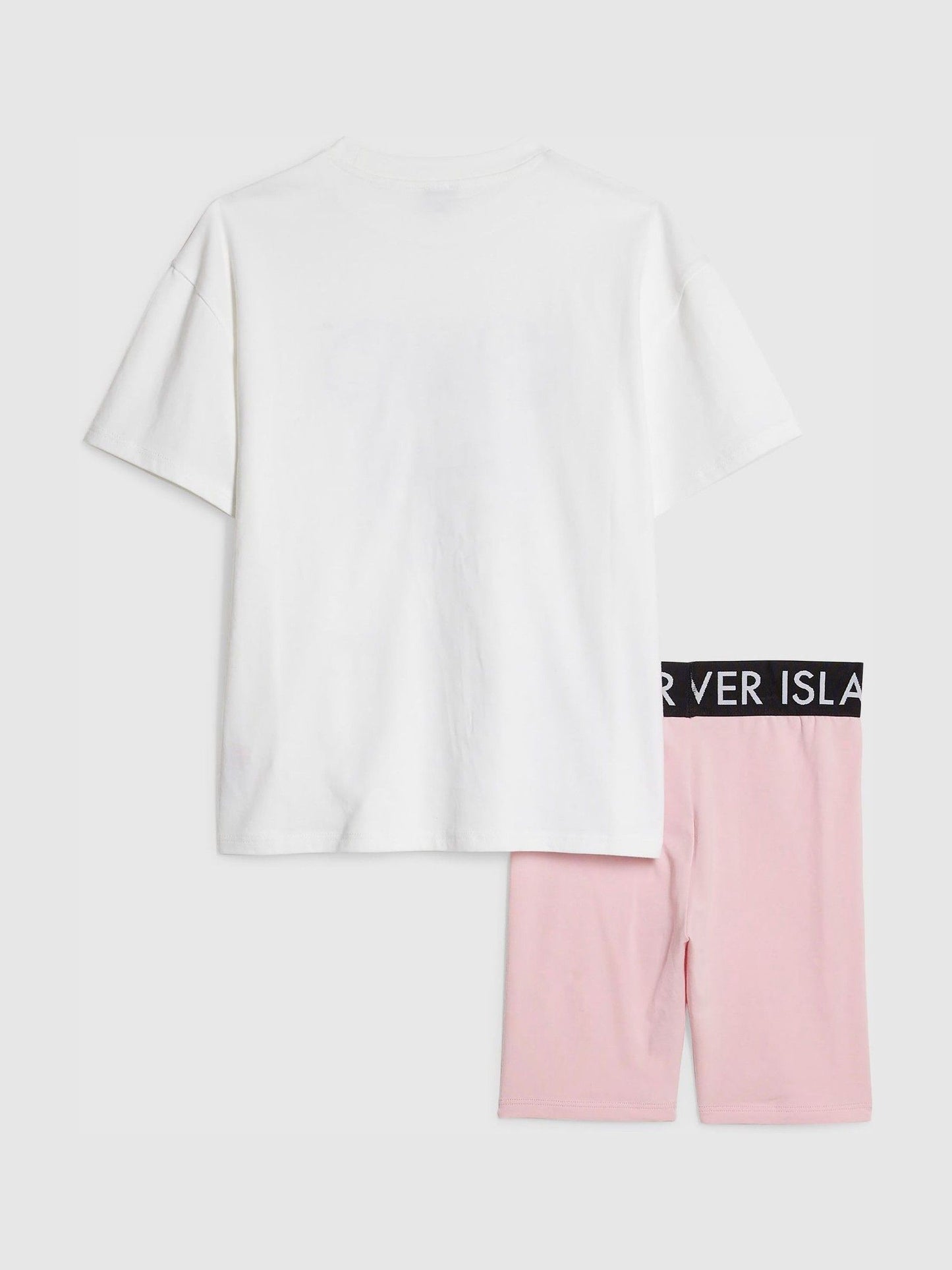 Dsiney Kidz - River Island White/Pink Iconic T-Shirt & Cycle Shorts Set image 2