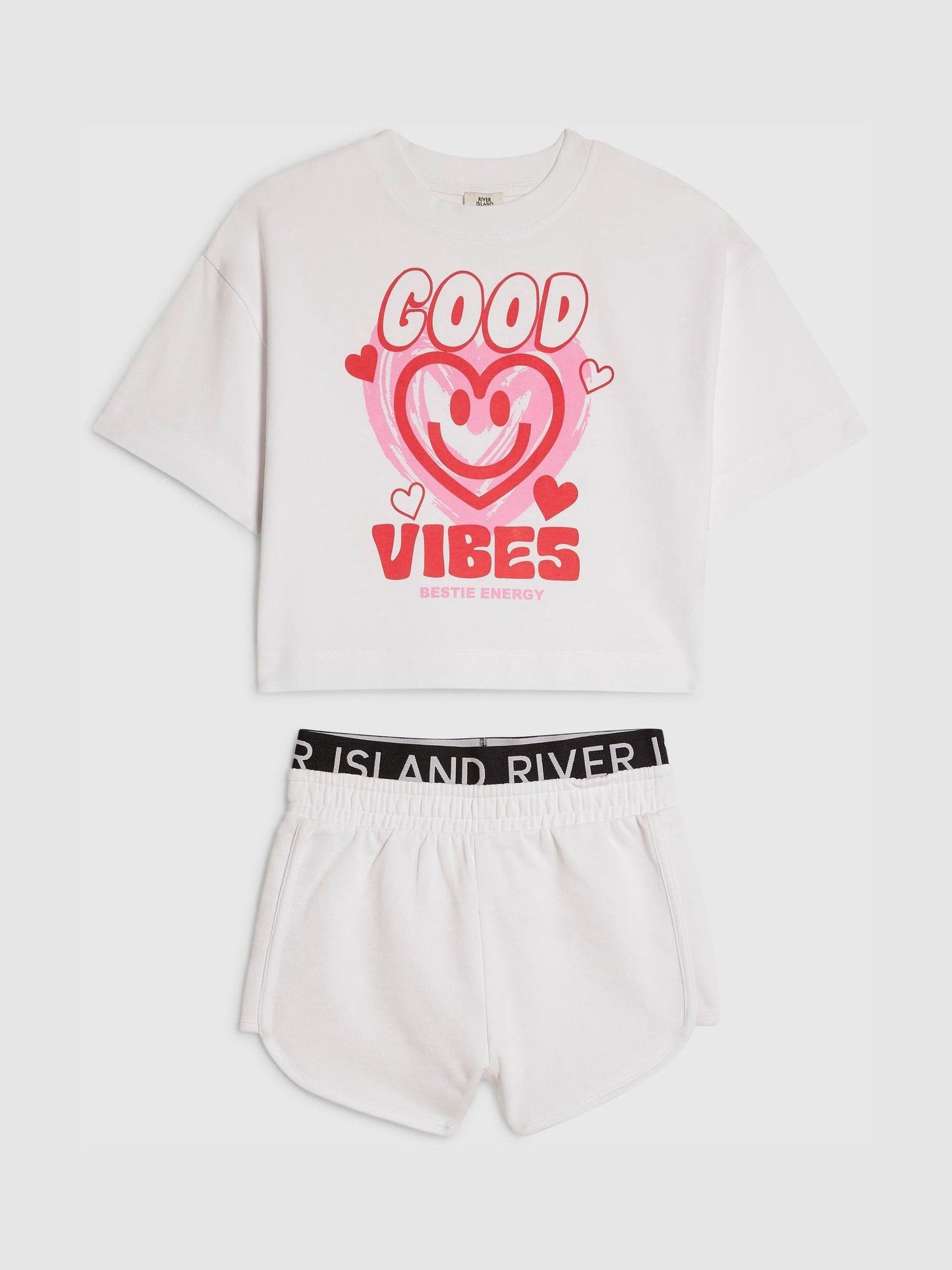 Dsiney Kidz - River Island White Berry Iconic T-Shirt & Runner Set image 1