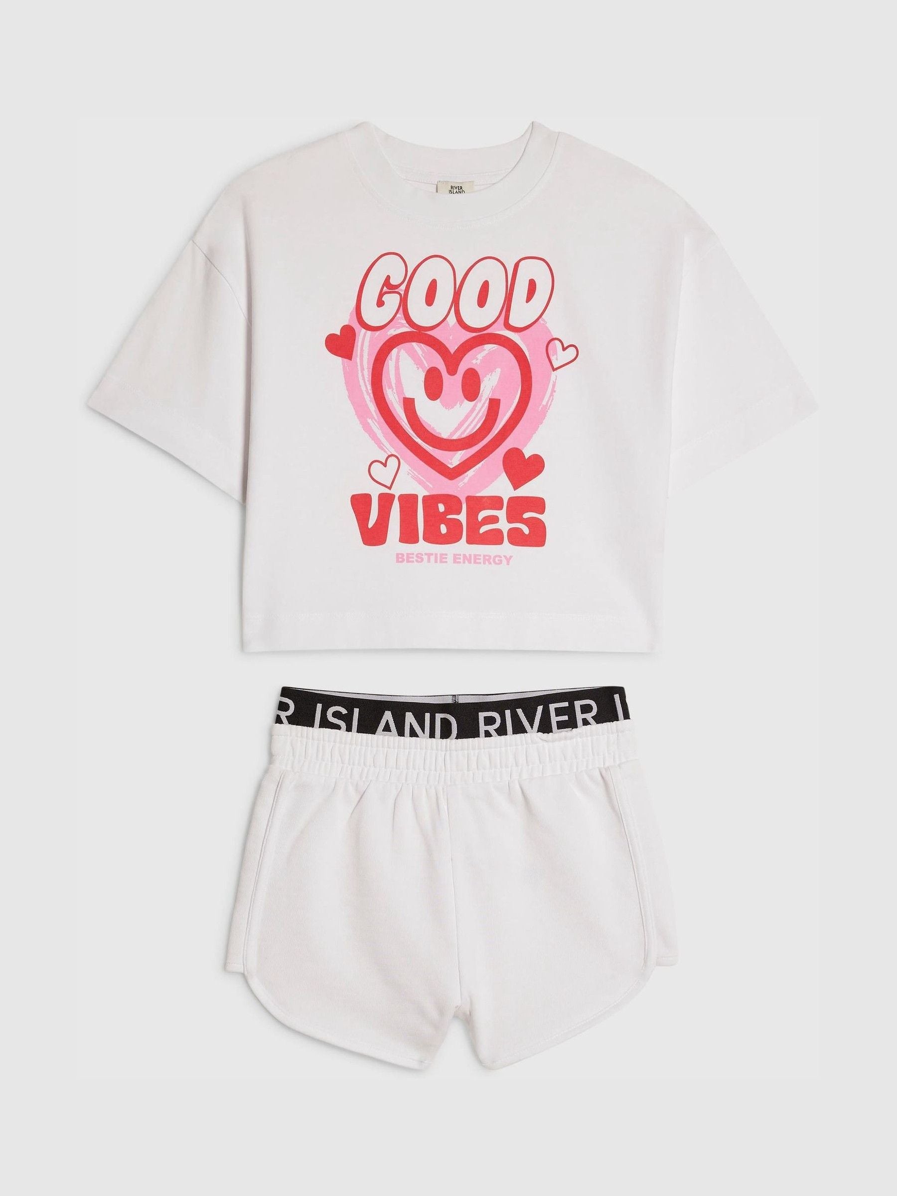 Dsiney Kidz - River Island White Berry Iconic T-Shirt & Runner Set image 1