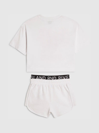Dsiney Kidz - River Island White Berry Iconic T-Shirt & Runner Set image 2