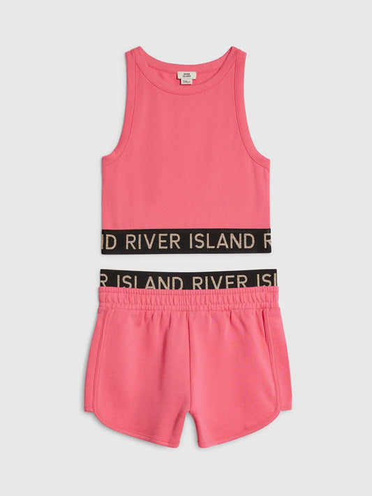 Dsiney Kidz - River Island Pink Logo Tank & Runner Short Set image 1
