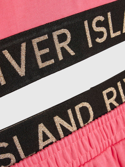 Dsiney Kidz - River Island Pink Logo Tank & Runner Short Set image 3