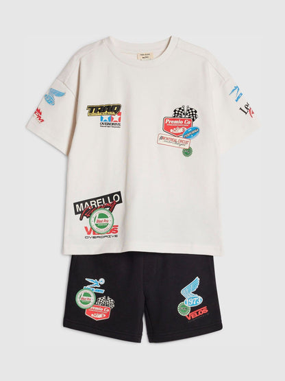 Dsiney Kidz - River Island White Oversized Badge T-Shirt & Shorts Set image 2