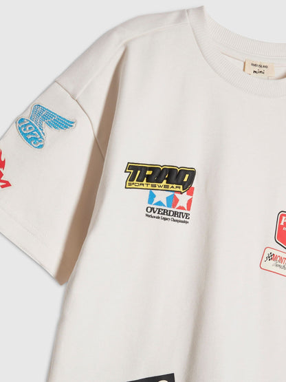 Dsiney Kidz - River Island White Oversized Badge T-Shirt & Shorts Set image 4