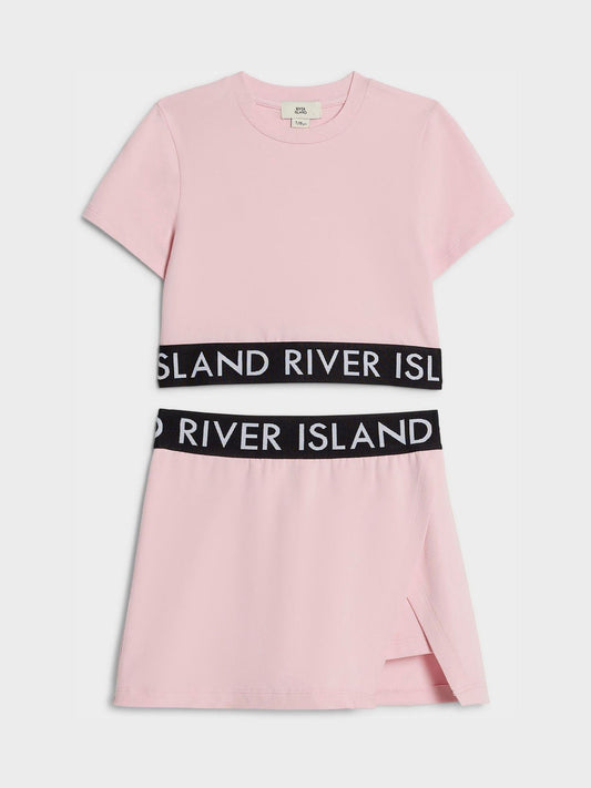 Dsiney Kidz - River Island Pink Logo T-Shirt & Skort Set image 1
