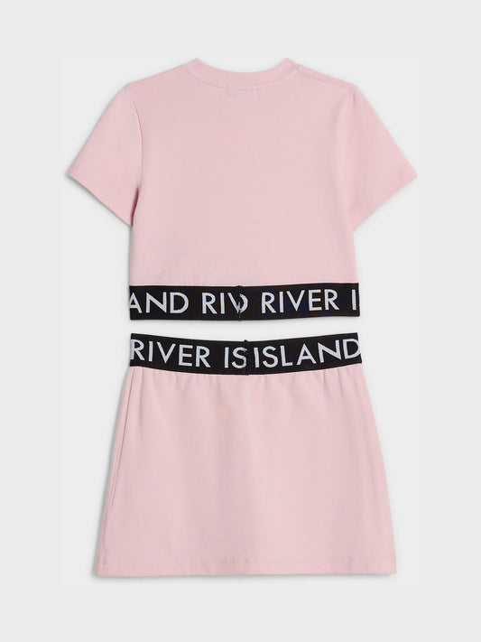 Dsiney Kidz - River Island Pink Logo T-Shirt & Skort Set image 2