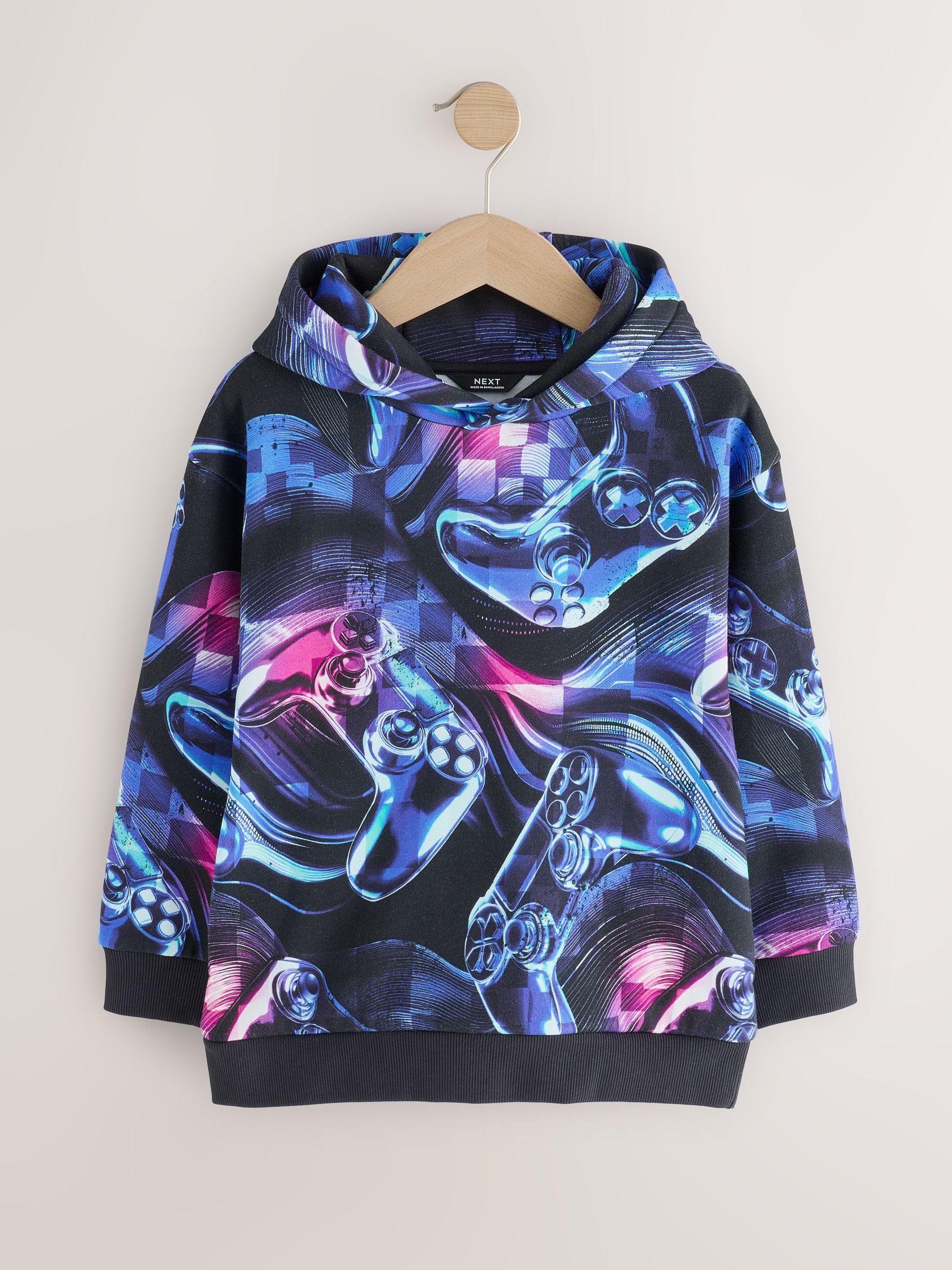 Dsiney Kidz - Blue/Black Digi Controller Regular Fit Older Graphic Print Hoodie (3-16yrs) image 1
