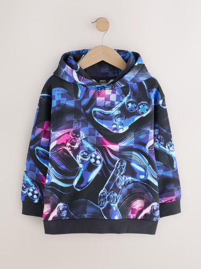 Dsiney Kidz - Blue/Black Digi Controller Regular Fit Older Graphic Print Hoodie (3-16yrs) image 1