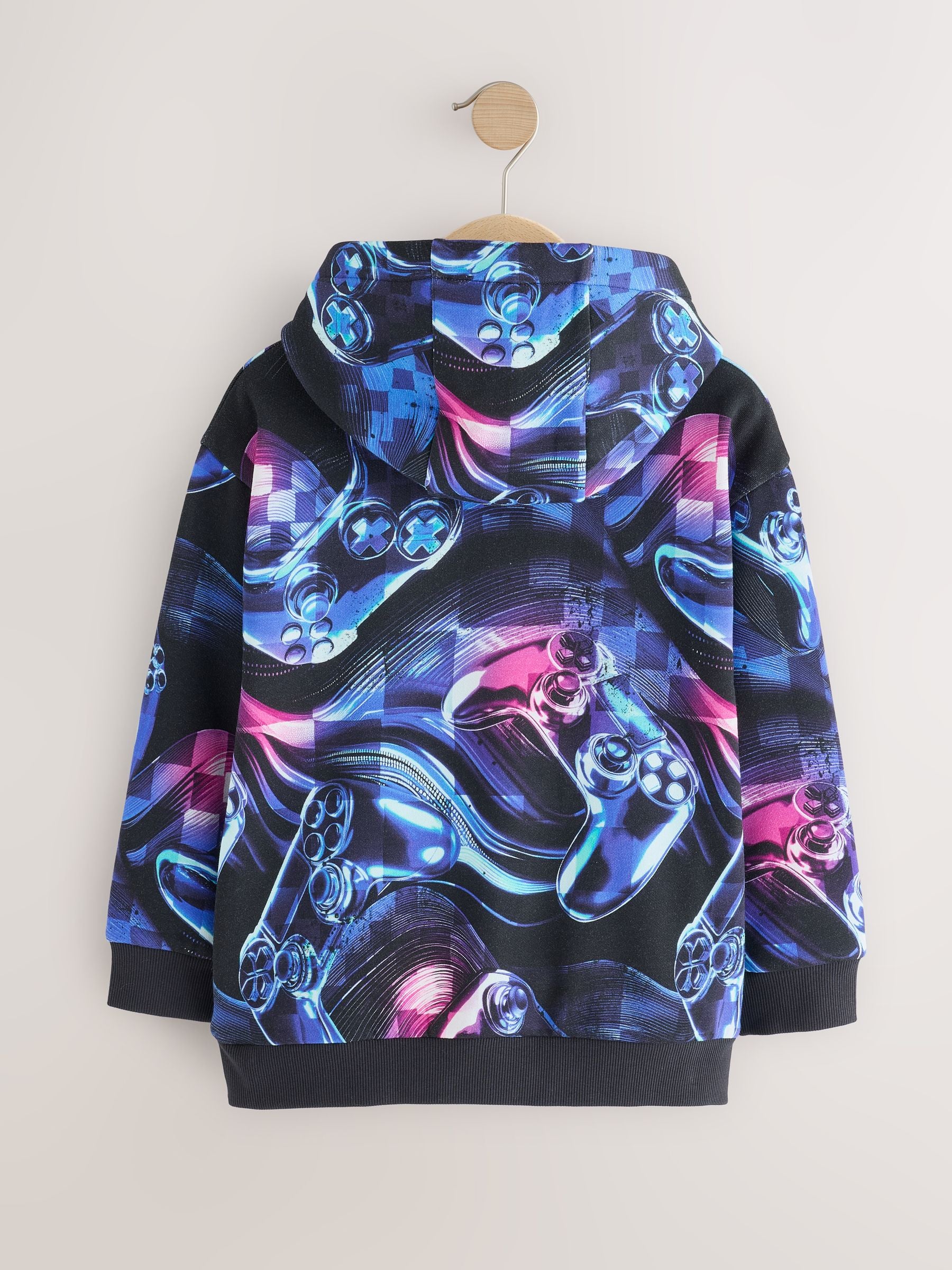Dsiney Kidz - Blue/Black Digi Controller Regular Fit Older Graphic Print Hoodie (3-16yrs) image 2