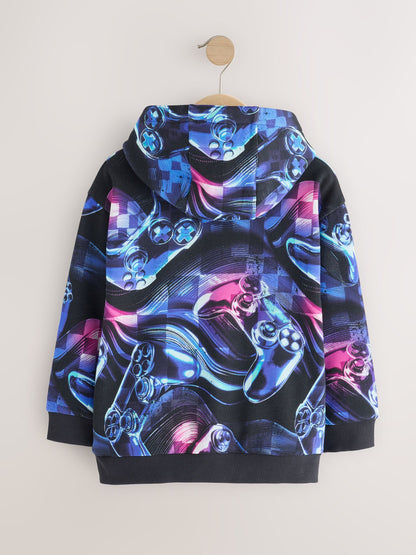Dsiney Kidz - Blue/Black Digi Controller Regular Fit Older Graphic Print Hoodie (3-16yrs) image 2