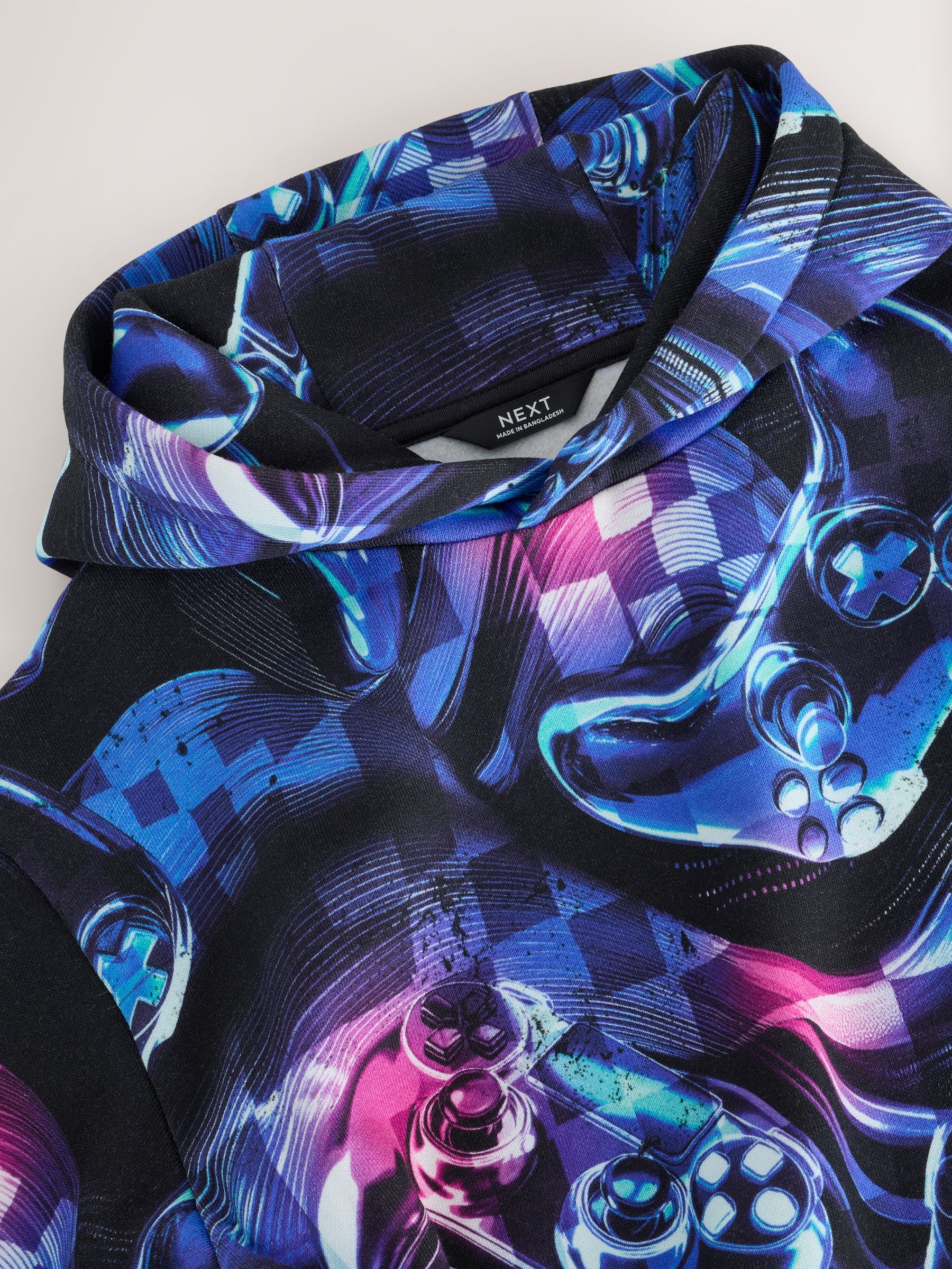 Dsiney Kidz - Blue/Black Digi Controller Regular Fit Older Graphic Print Hoodie (3-16yrs) image 4