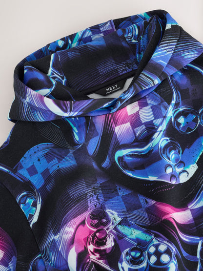 Dsiney Kidz - Blue/Black Digi Controller Regular Fit Older Graphic Print Hoodie (3-16yrs) image 4