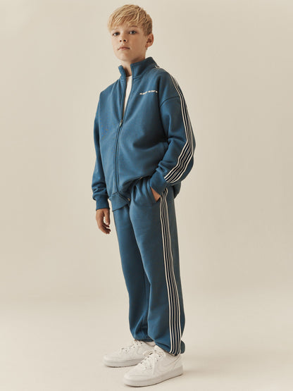 Teal Blue Stripe Zip Up Joggers Set (3-16yrs) - image 1