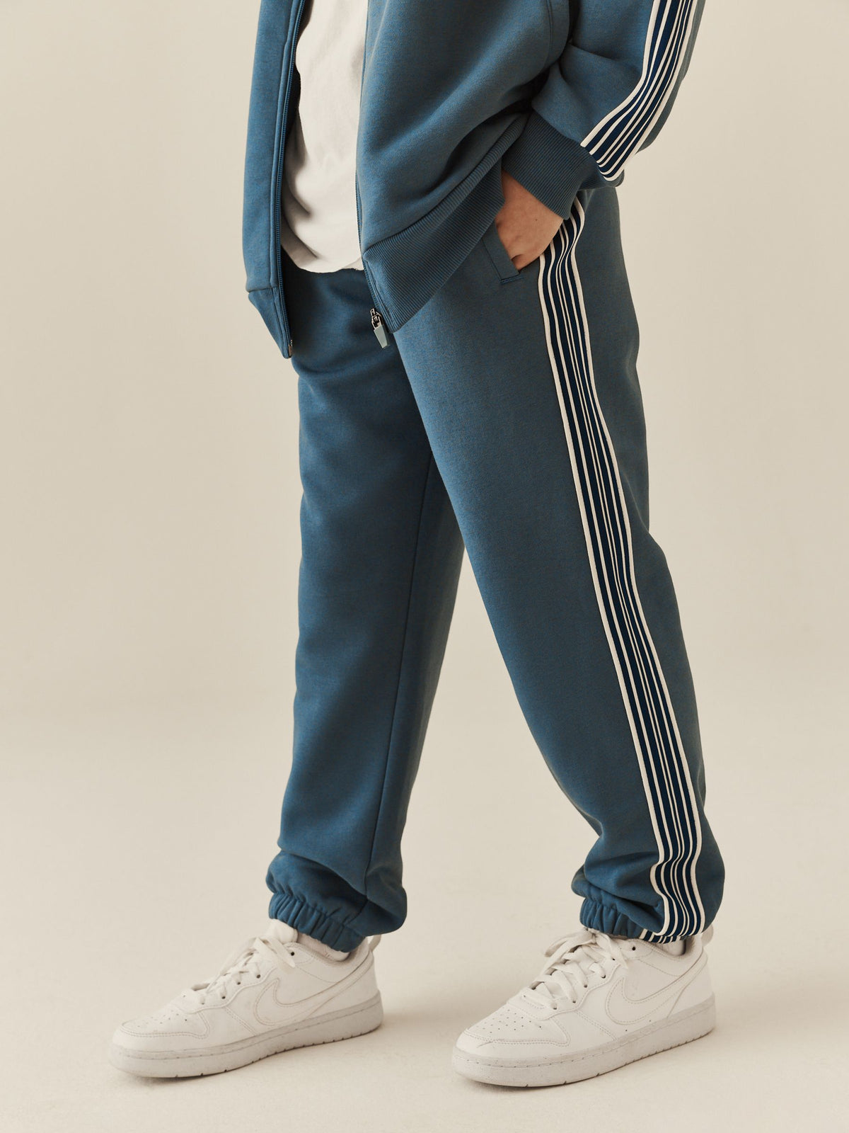 Teal Blue Stripe Zip Up Joggers Set (3-16yrs) - image 3
