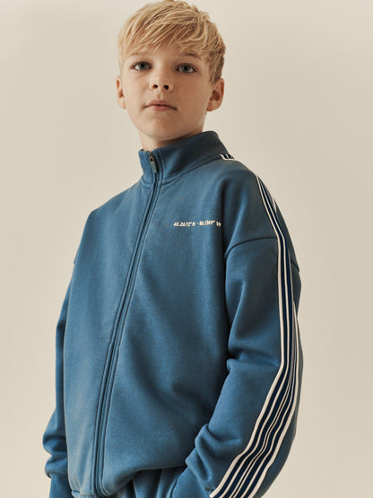 Teal Blue Stripe Zip Up Joggers Set (3-16yrs) - image 4