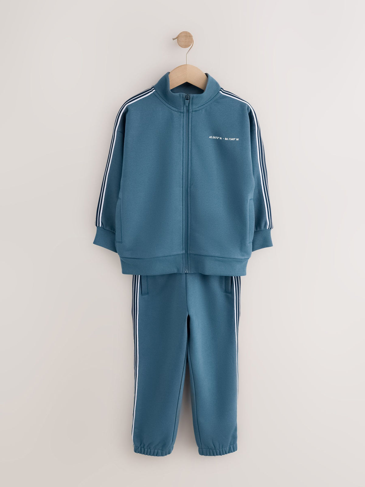 Teal Blue Stripe Zip Up Joggers Set (3-16yrs) - image 6