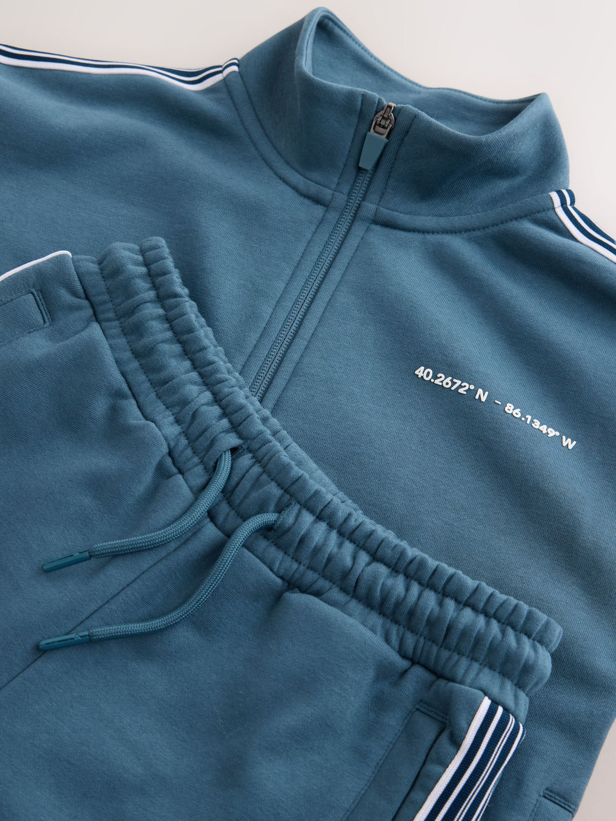 Teal Blue Stripe Zip Up Joggers Set (3-16yrs) - image 8