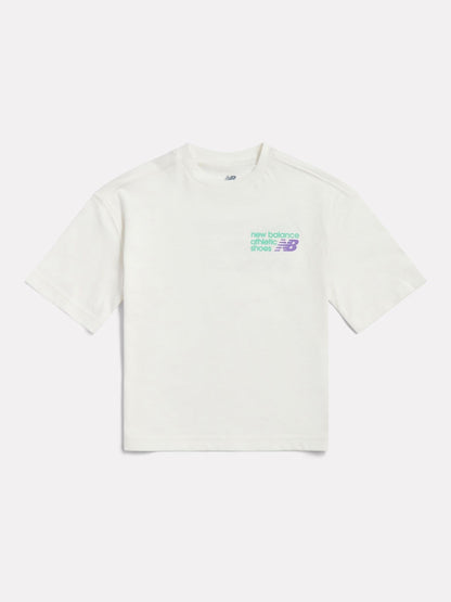 New Balance White Athletic Shoes Graphic T-Shirt image 1