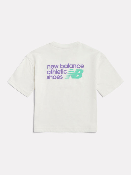 New Balance White Athletic Shoes Graphic T-Shirt image 2
