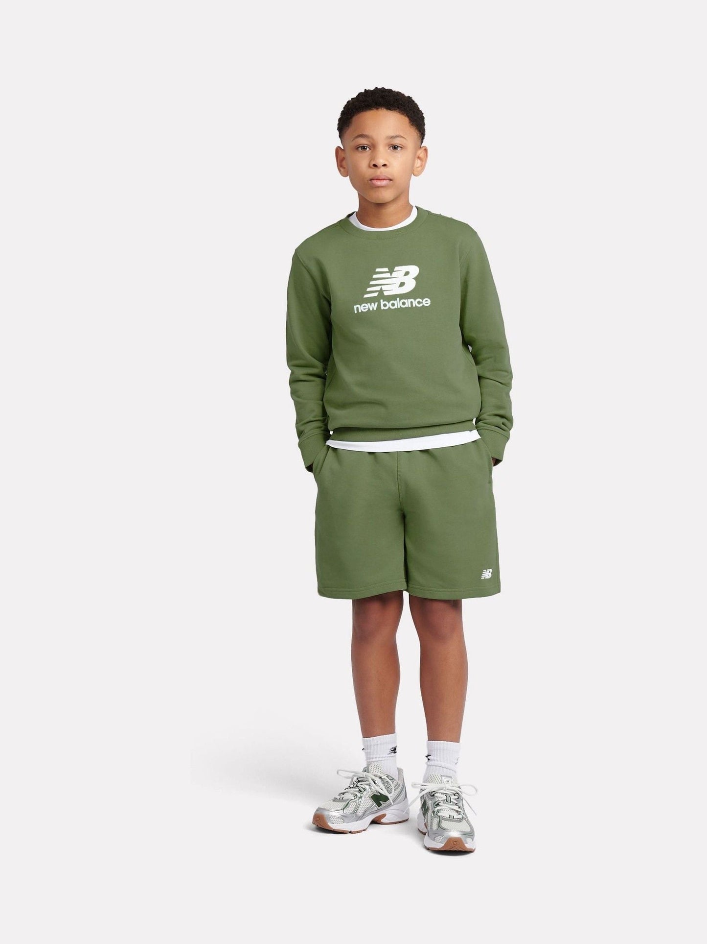 Dsiney Kidz - New Balance Mint Green French Terry Small Logo Cotton Shorts image 5