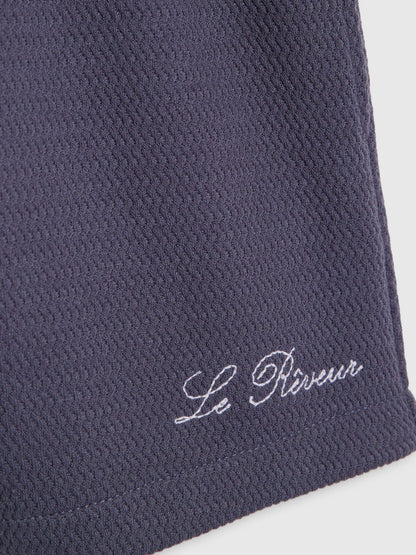 River Island Blue Boxy Texture Revere Shirt & Shorts image 4