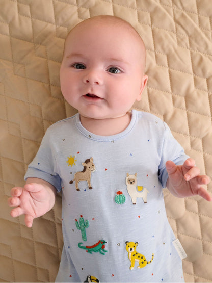 Purebaby Blue Animal Fiesta Romper image 1