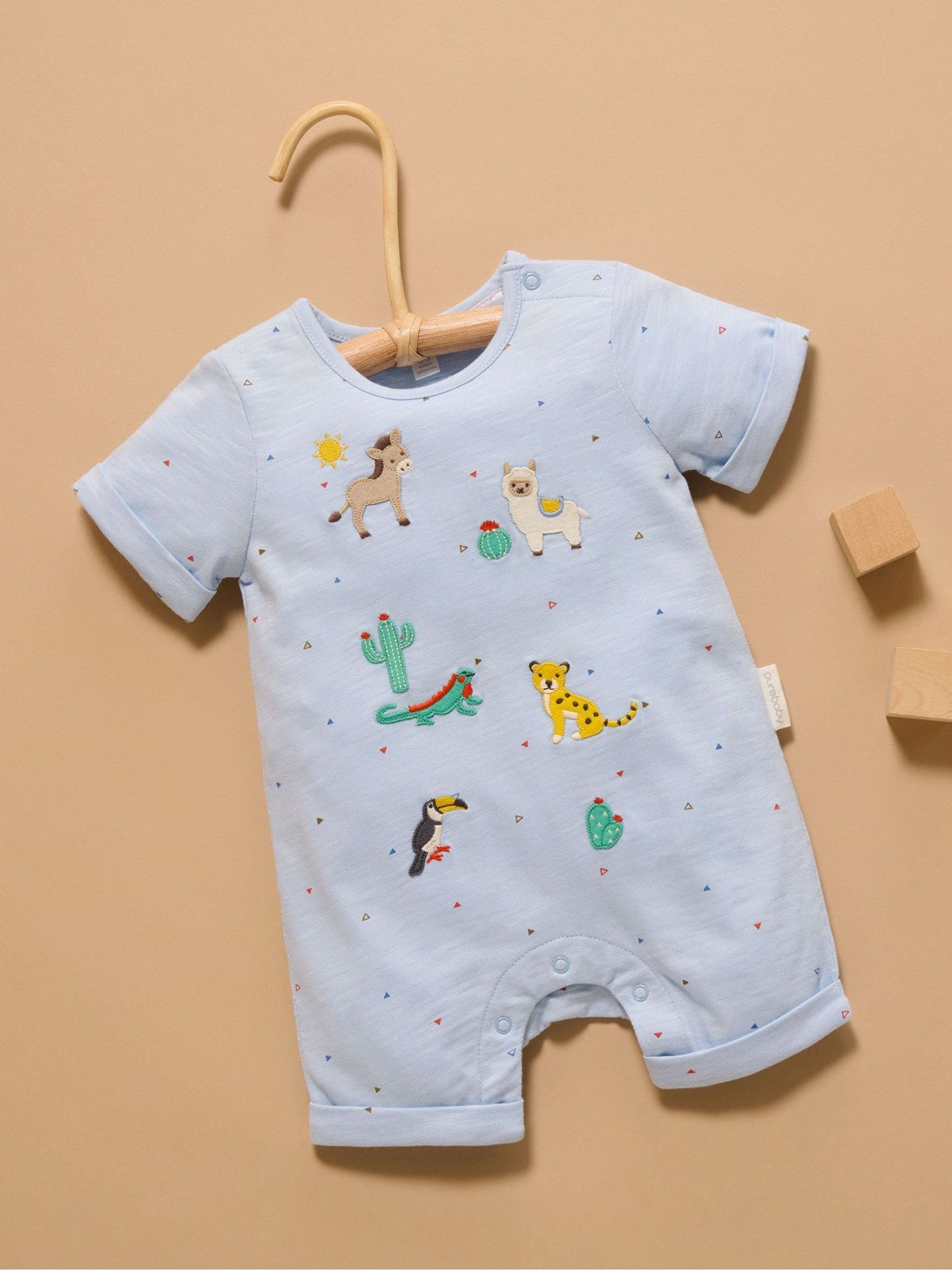 Purebaby Blue Animal Fiesta Romper image 2