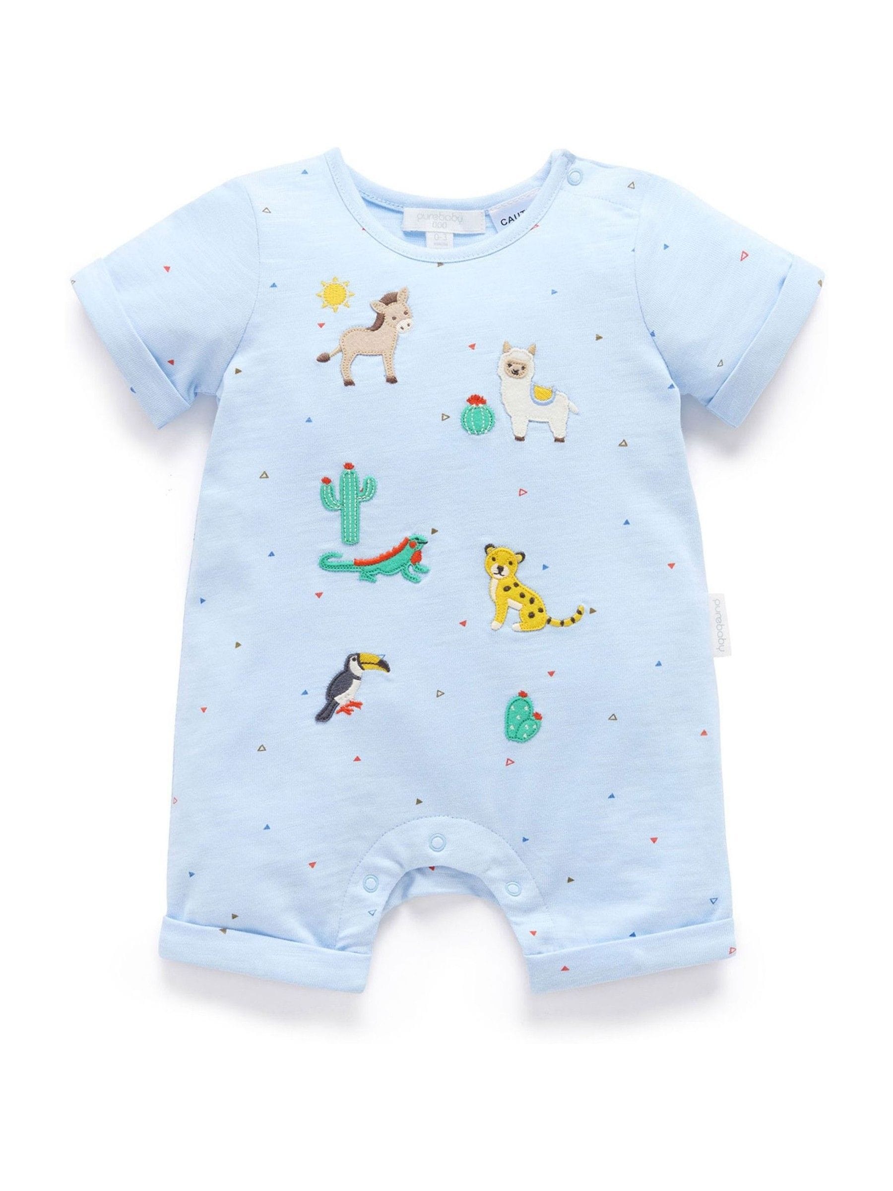 Purebaby Blue Animal Fiesta Romper image 4