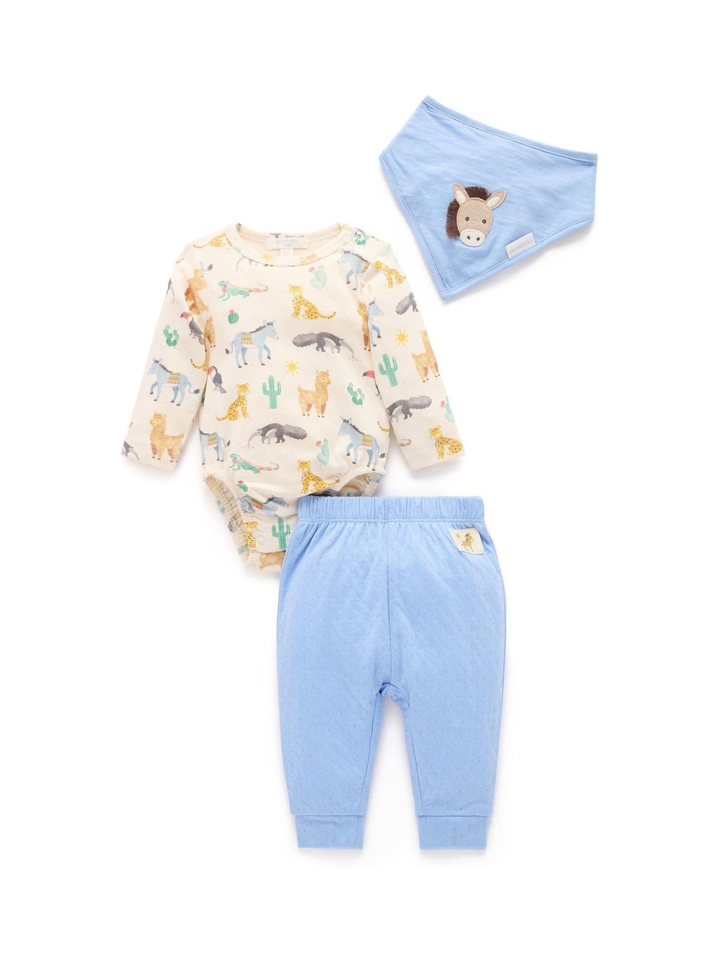 Purebaby Blue Bodysuit & Leggings Set 3 Piece image 3