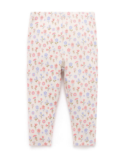 Purebaby Pink Floral Rib Leggings image 1
