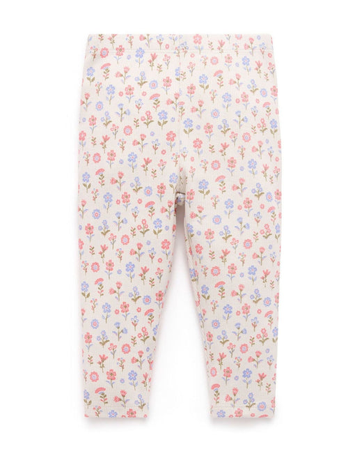 Purebaby Pink Floral Rib Leggings image 1