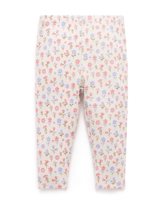Purebaby Pink Floral Rib Leggings image 1
