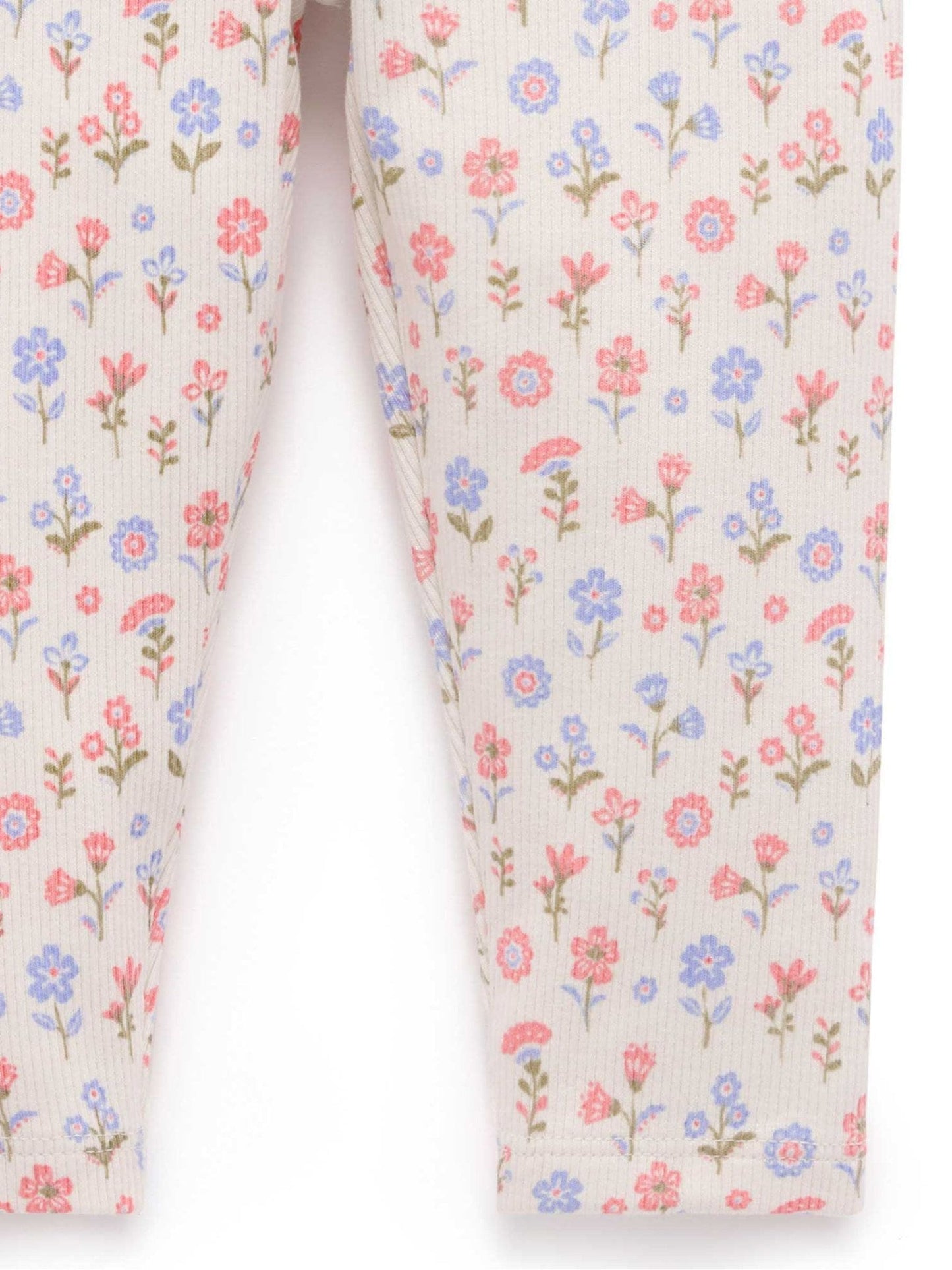 Purebaby Pink Floral Rib Leggings image 3