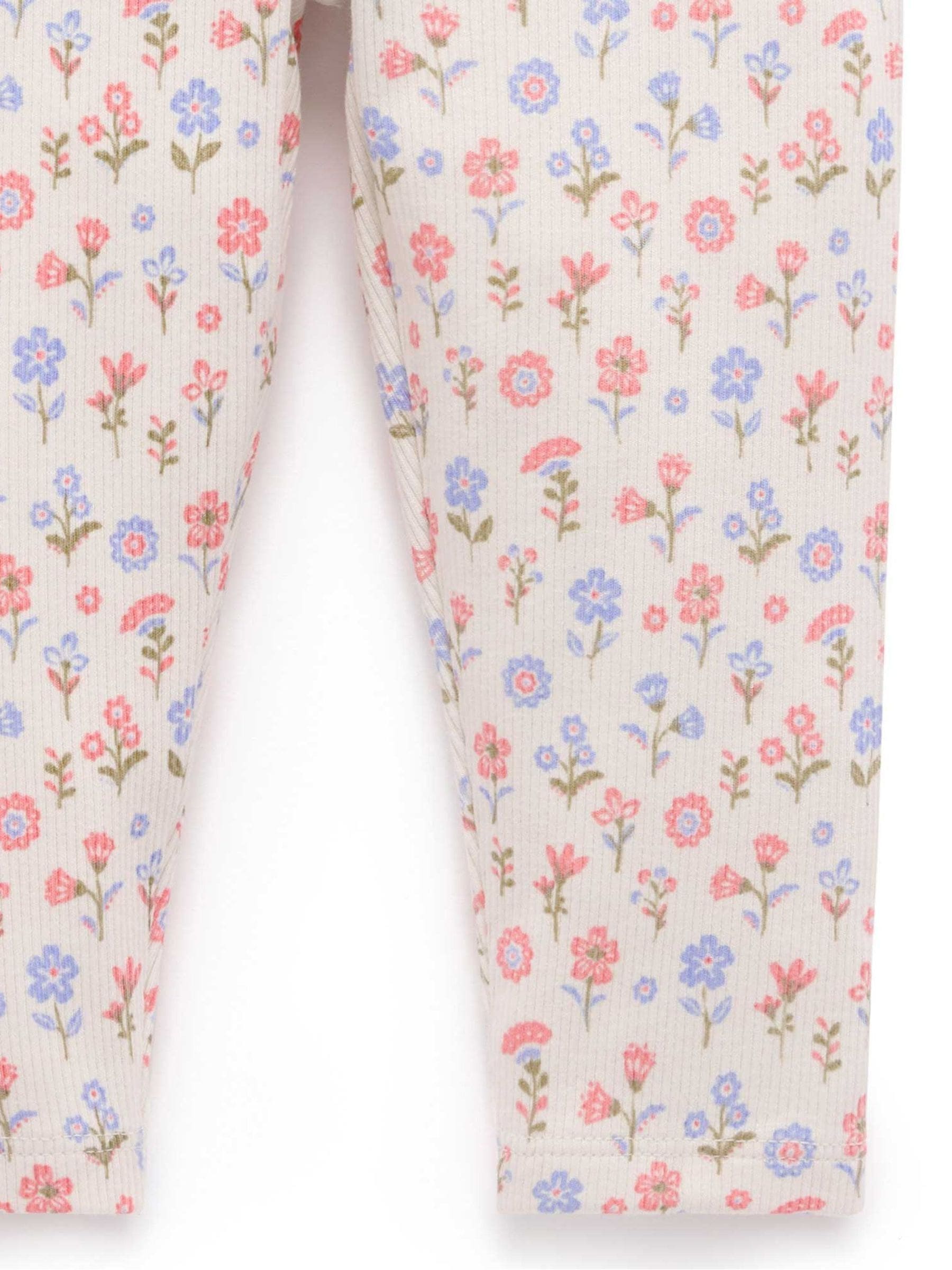Purebaby Pink Floral Rib Leggings image 3