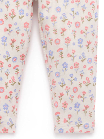 Purebaby Pink Floral Rib Leggings image 3
