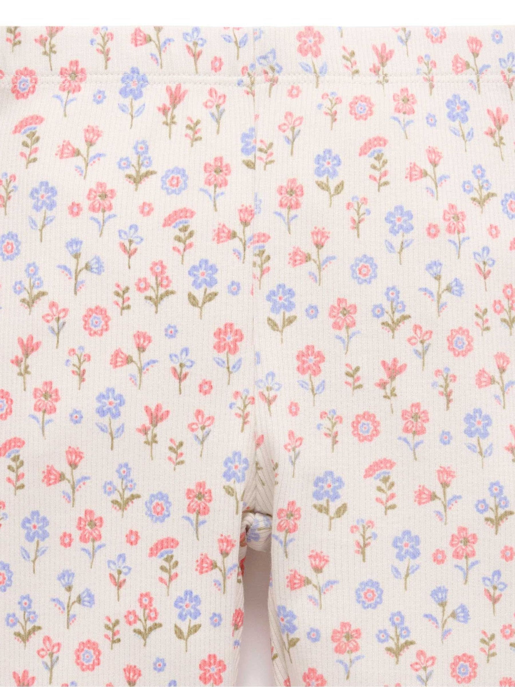 Purebaby Pink Floral Rib Leggings image 4
